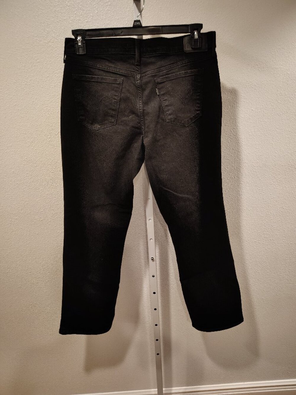Levi's 505 Straight Jeans Size 31 Black 12 Short 5 Pocket Zip Fly Stretch Denim